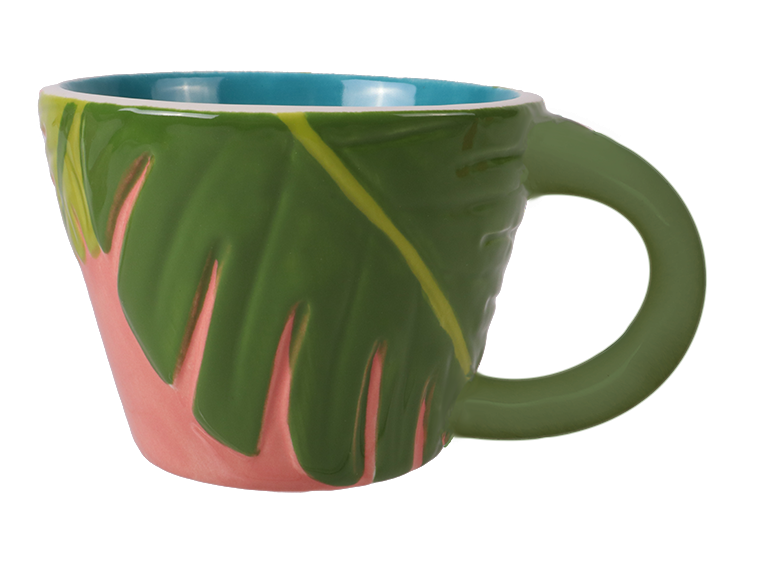 Monstera Leaf Latte Mug – Jade Pottery