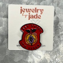 Load image into Gallery viewer, Eat p***y it’s vegan funny enamel pin gift
