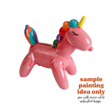 Load image into Gallery viewer, Balloonicorn Bank Quality Ceramic Bisque, Ready to Paint Pottery, Unpainted Blank, Arts and Crafts