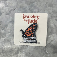 Load image into Gallery viewer, Anti Social Butterfly Enamel Pin Gift introvert funny brooch FREE SHIPPING WITH $45