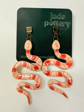 Load image into Gallery viewer, Candy Coral Cane Snake Porcelain Earrings