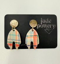 Load image into Gallery viewer, Pastel Plaid Arch Porcelain Earrings