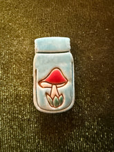 Load image into Gallery viewer, Handmade Porcelain mushroom in a jar pin