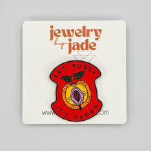 Load image into Gallery viewer, Eat p***y it’s vegan funny enamel pin gift free ship $25 +