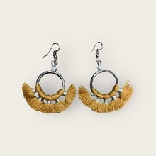 Load image into Gallery viewer, macrame and metal earrings handmade in Bali