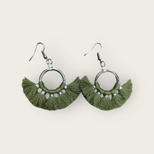 Load image into Gallery viewer, macrame and metal earrings handmade in Bali