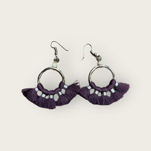 Load image into Gallery viewer, macrame and metal earrings handmade in Bali