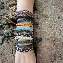 Load image into Gallery viewer, leather braided friendship bracelet from Bali handmade adjustable
