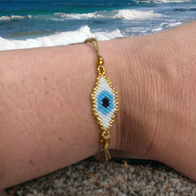 Load image into Gallery viewer, eye seed bead evil eye miyuki woven bracelet adjustable