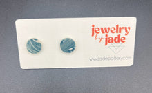 Load image into Gallery viewer, teal and bisque porcelain marble swirl stud earrings small