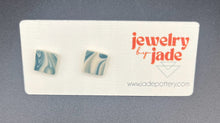 Load image into Gallery viewer, teal and bisque porcelain marble swirl stud earrings small