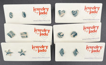 Load image into Gallery viewer, teal and bisque porcelain marble swirl stud earrings small