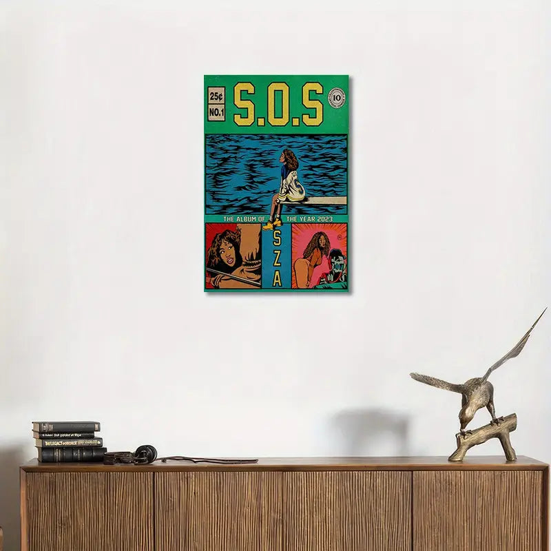 S.O.S Sza Comic Book Style Canvas Poster 12x16