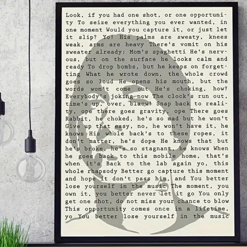 Eminem Lose Yourself Lyrics Canvas Poster 12x16