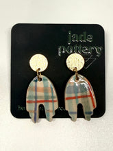 Load image into Gallery viewer, Pastel Plaid Arch Porcelain Earrings
