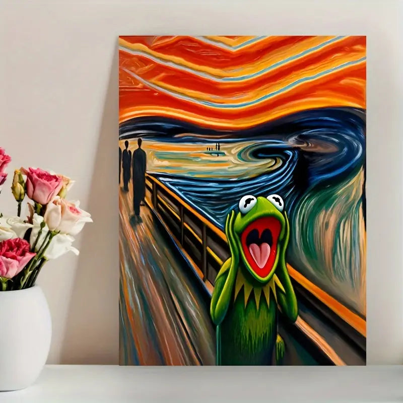 Kermit Scream Canvas Poster 12x16in