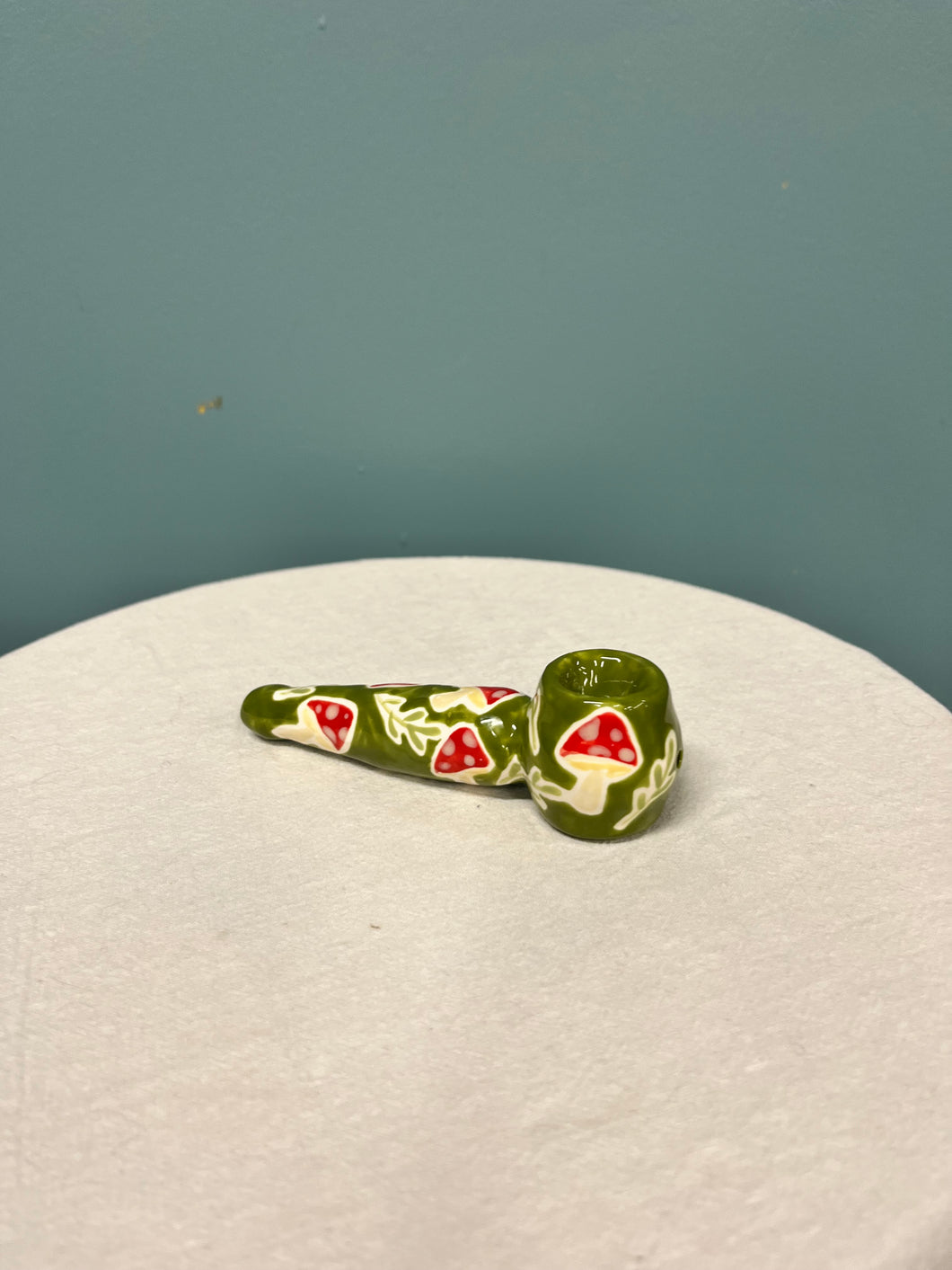 Hand painted Mushroom and Leaf Pipe 420 gift