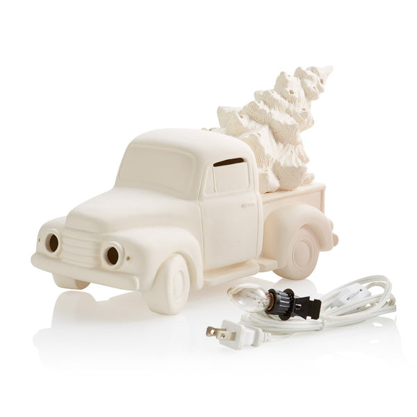 Vintage Truck with Tree Light-Up bisque ready to paint