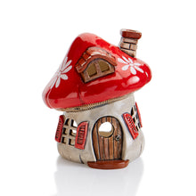 Load image into Gallery viewer, whimsical Mushroom House Lantern bisque ready to paint fairy house

