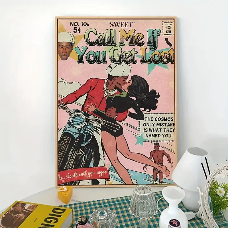Call me If you get lost Comic book style Canvas Poster 12x16