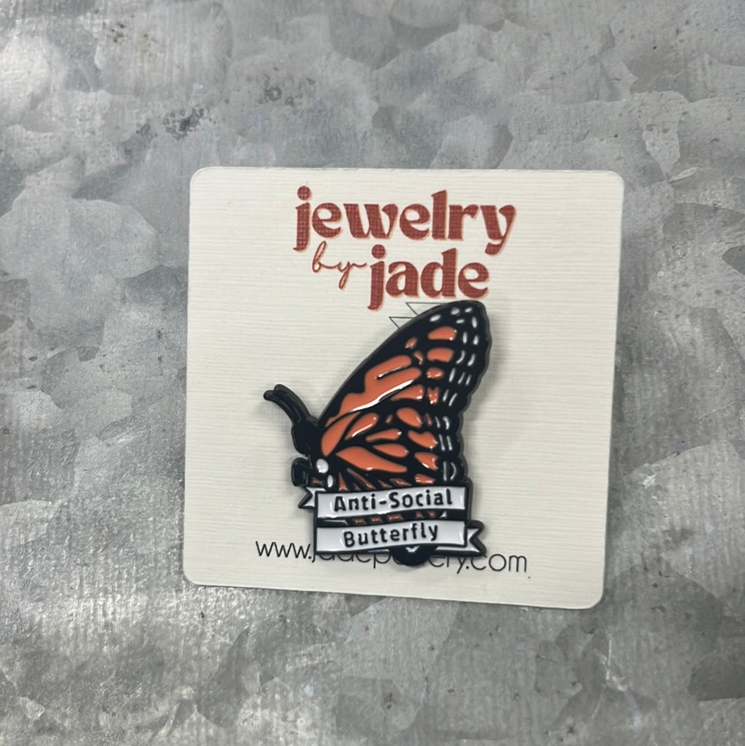 Anti Social Butterfly Enamel Pin Gift