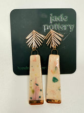 Load image into Gallery viewer, Botanical Speckle Porcelain Bar Earrings with 22k gold dip.
