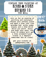 Load image into Gallery viewer, Vintage Christmas tree Pottery painting at Rising Storm - THE MILL DEPOSIT ONLY (Balance due at class) DEC 6th 6pm
