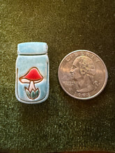 Load image into Gallery viewer, Handmade Porcelain mushroom in a jar pin
