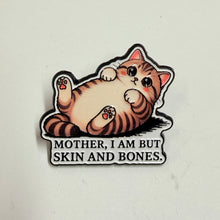 Load image into Gallery viewer, mother I am but skin and bones enamel pin FREE SHIP $25+ cat funny brooch
