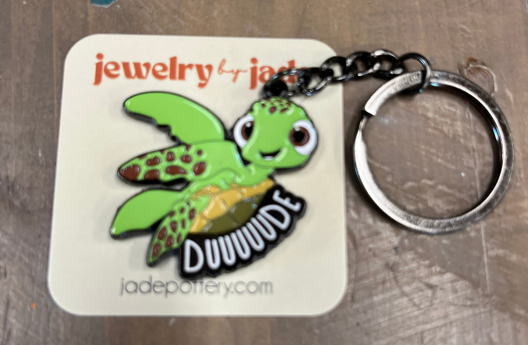 dude cartoon turtle enamel pin keychain