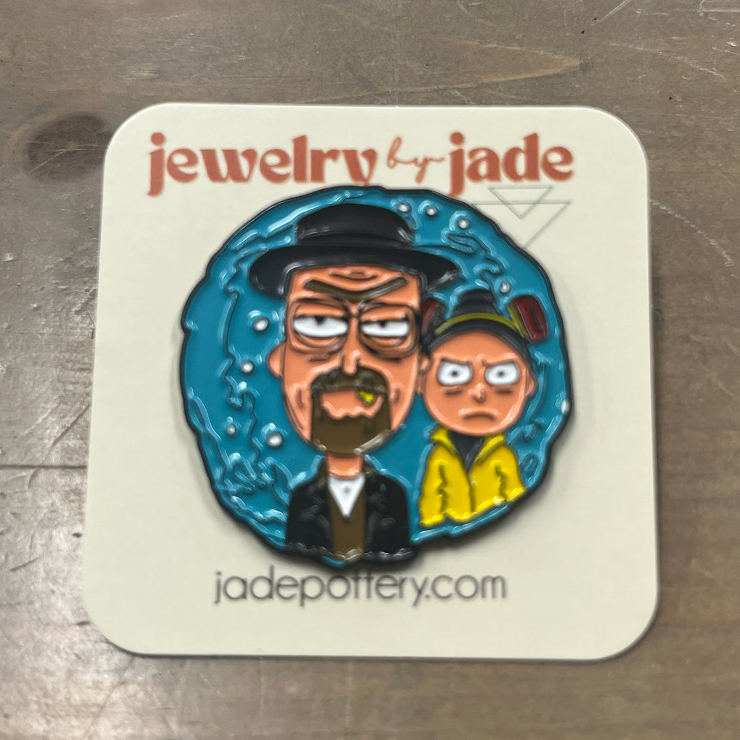 Rick and Morty style breaking bad character funny enamel pin