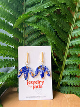 Load image into Gallery viewer, Delft and 22k gold detail porcelain earrings

