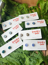 Load image into Gallery viewer, small circle rustic porcelain earrings finished with potters glazes
