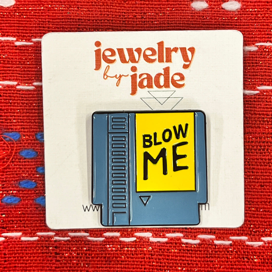 Blow me Nintendo game 90's funny retro style enamel pin