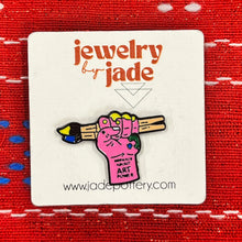 Load image into Gallery viewer, Funny artist enamel pins Frida, eraser I make mistakes, artist brush, gel pen pack, crafty bitch
