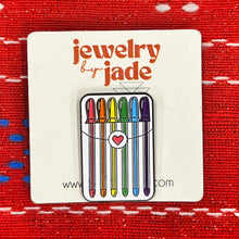 Load image into Gallery viewer, Funny artist enamel pins Frida, eraser I make mistakes, artist brush, gel pen pack, crafty bitch
