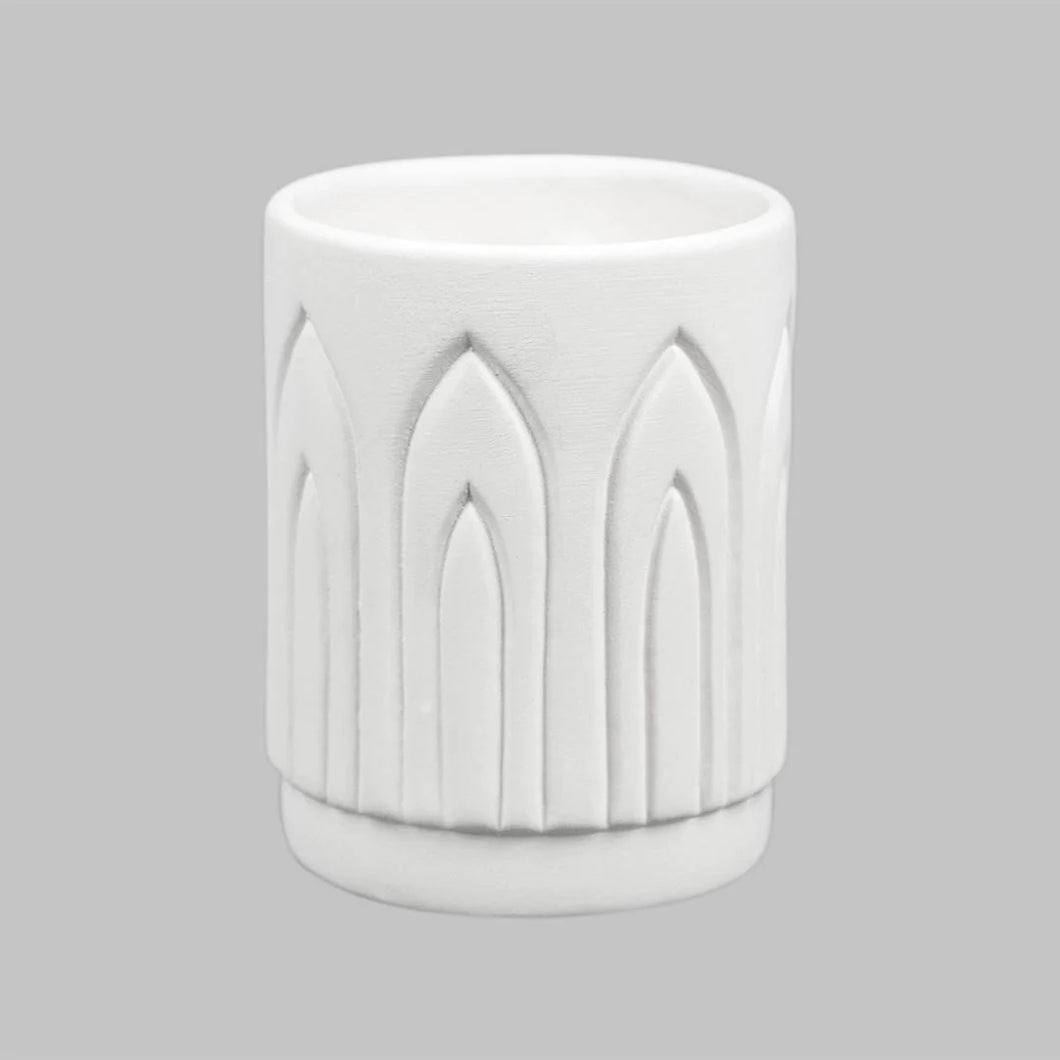retro arched tumbler ceramic bisque ready to paint
