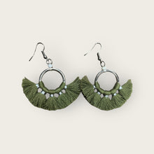 Load image into Gallery viewer, macrame and metal earrings handmade in Bali

