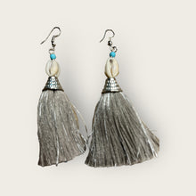 Load image into Gallery viewer, Bali beach earrings puka shells and tassels
