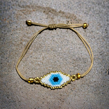 Load image into Gallery viewer, eye seed bead evil eye miyuki woven bracelet adjustable
