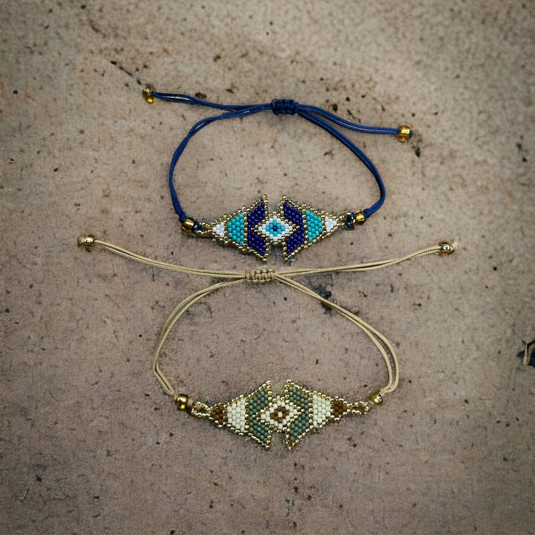 geometric evil eye beaded bracelet miyuki beads handmade in bali