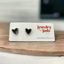 Load image into Gallery viewer, Porcelain stud heart earrings handmade
