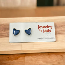Load image into Gallery viewer, Porcelain stud heart earrings handmade
