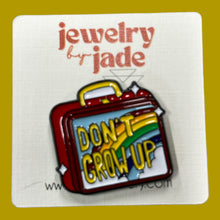 Load image into Gallery viewer, Don&#39;t grow up Lunch box retro 80&#39;s enamel pin rainbow

