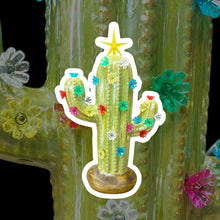 Load image into Gallery viewer, green of pearl Ceramic Cactus Light up tree Vintage look holiday or everyday hand painted
