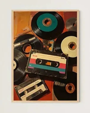 Cassette Tapes Canvas Poster 12x16in