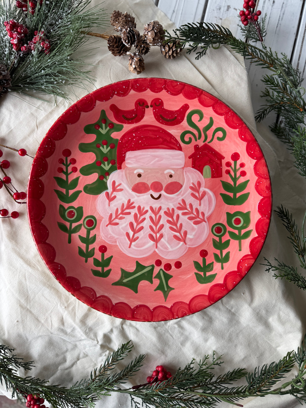 FOLK ART SANTA PLATTER CLASS @ Jade Pottery MONDAY November 24th @6pm