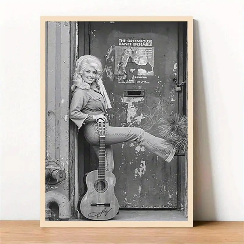 Dolly Parton Black and White Canvas Poster 12x16